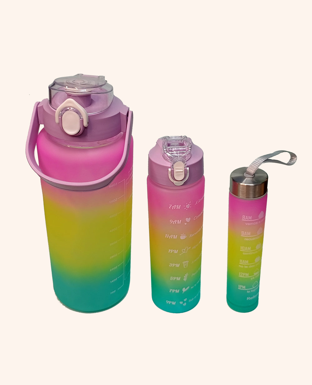 Motivational Water BottleMotivational Water Bottle Combo (3-Piece Set) – Includes 2L, 1L, and 200ML
Fuel your hydration journey with CeePoo’s Motivational Time‑Marker Water Bottle Sets, thouWater BottleMotivational Water Bottle